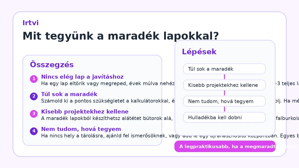 Mit tegyünk a maradék lapokkal?